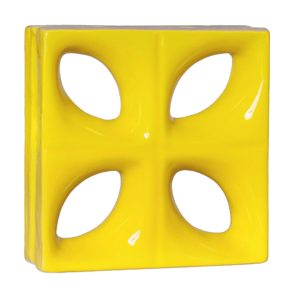 Elemento vazado esmaltado Folha Amarelo Canário