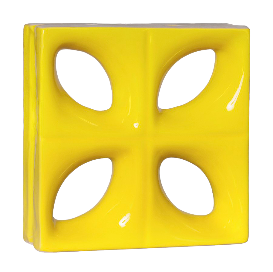 Elemento vazado esmaltado Folha Amarelo Canário