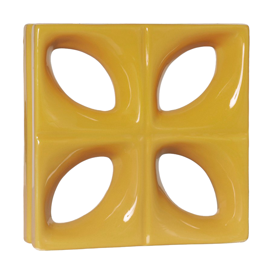 Elemento vazado esmaltado Folha Amarelo Girassol