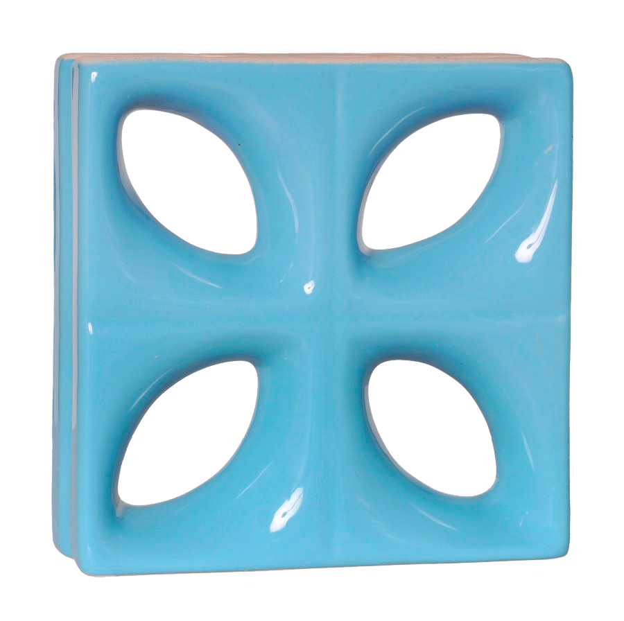 Elemento vazado esmaltado Folha Azul Céu