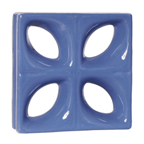 Elemento vazado esmaltado Folha Azul Retrô