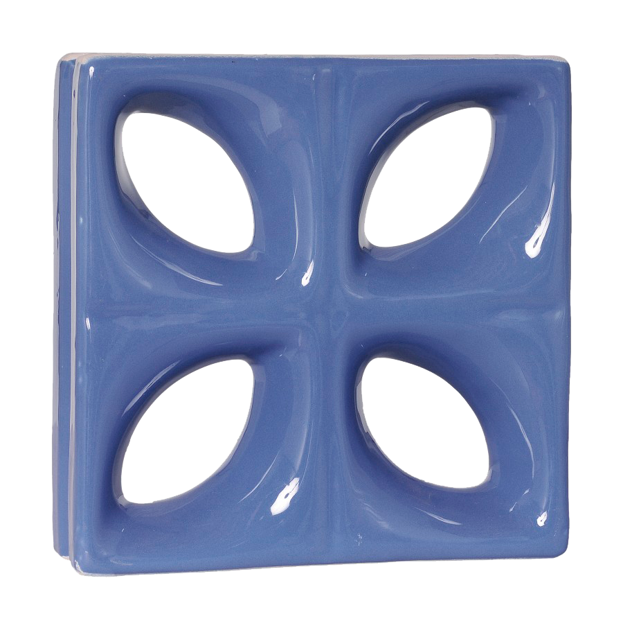 Elemento vazado esmaltado Folha Azul Retrô