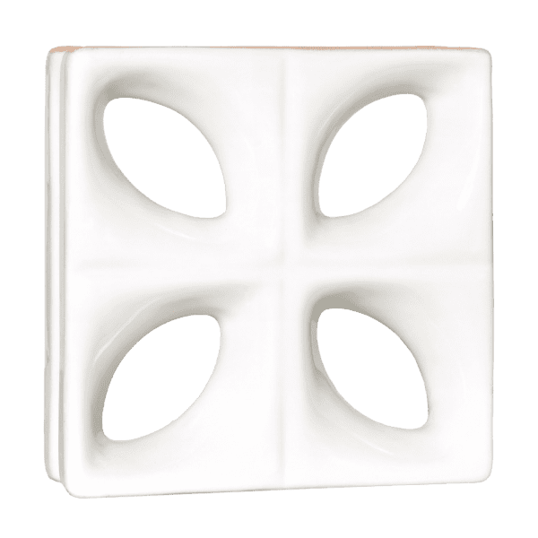 Elemento vazado esmaltado Folha Branco