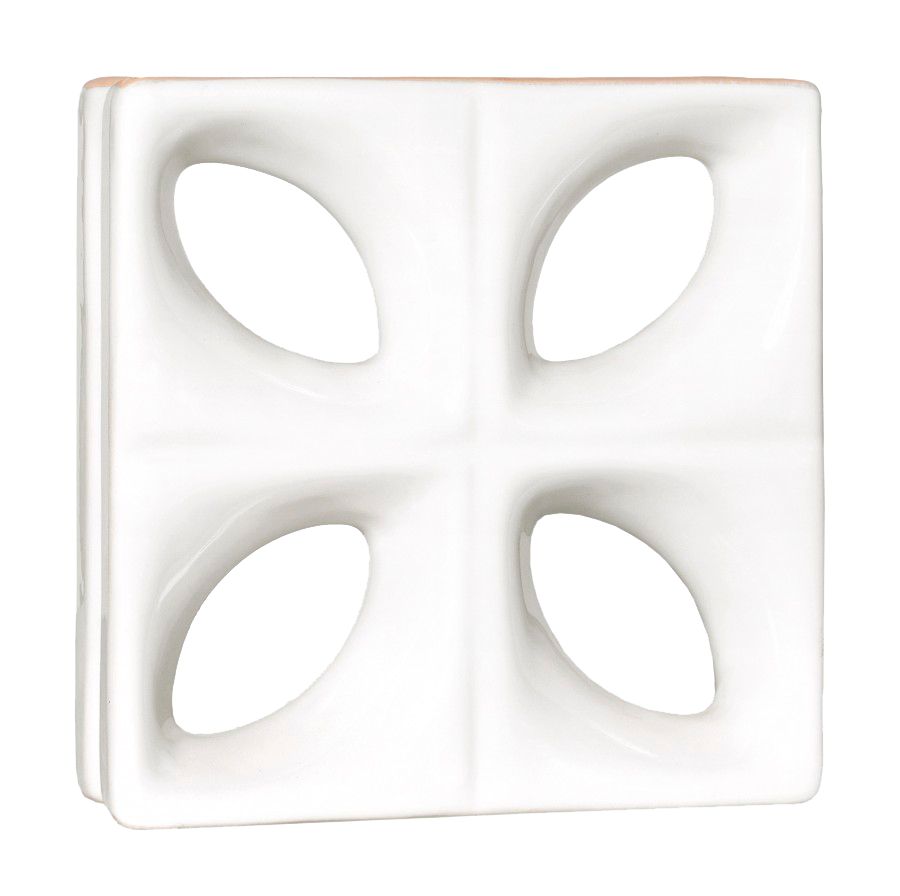 Elemento vazado esmaltado Folha Branco