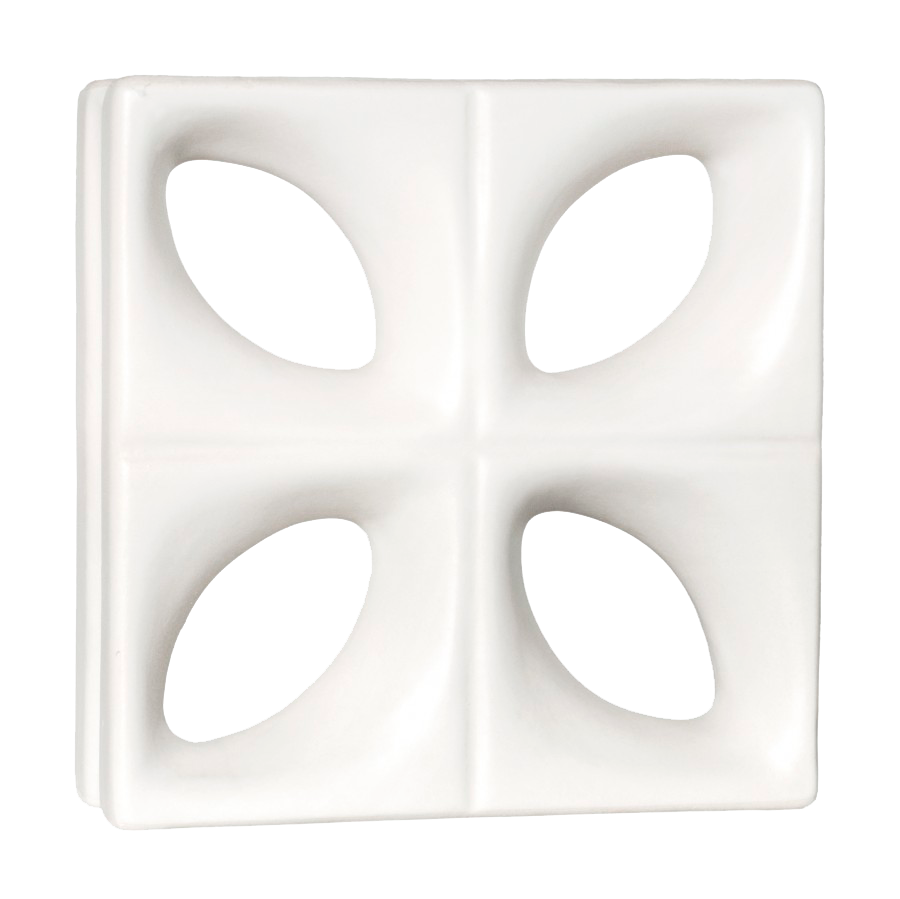 Elemento vazado esmaltado Folha Branco Fosco