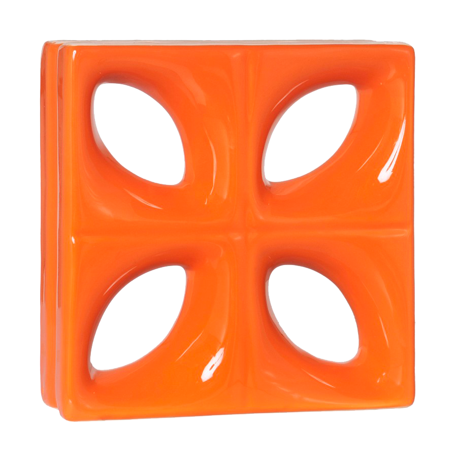 Elemento vazado esmaltado Folha Laranja