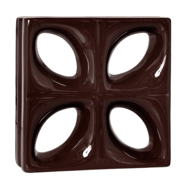 Elemento vazado esmaltado Folha Marrom Café