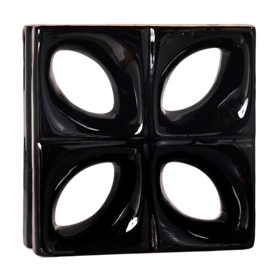 Elemento vazado esmaltado Folha Preto