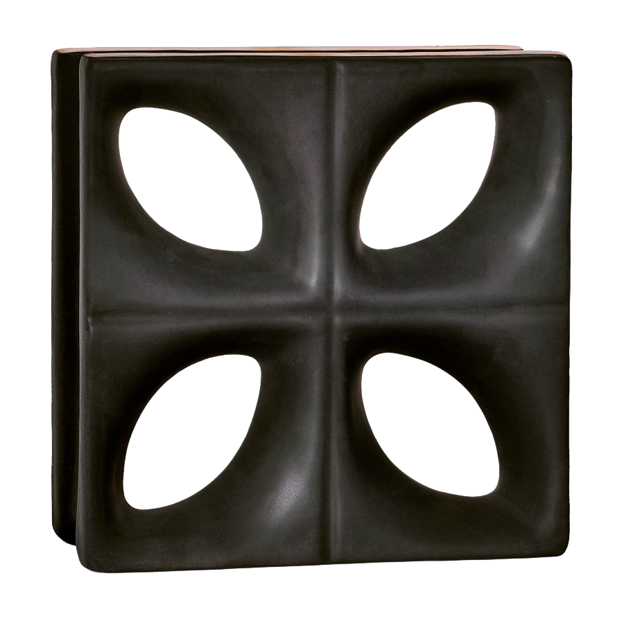 Elemento vazado esmaltado Folha Preto Fosco