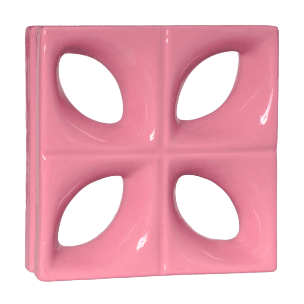 Elemento vazado esmaltado Folha Rosa