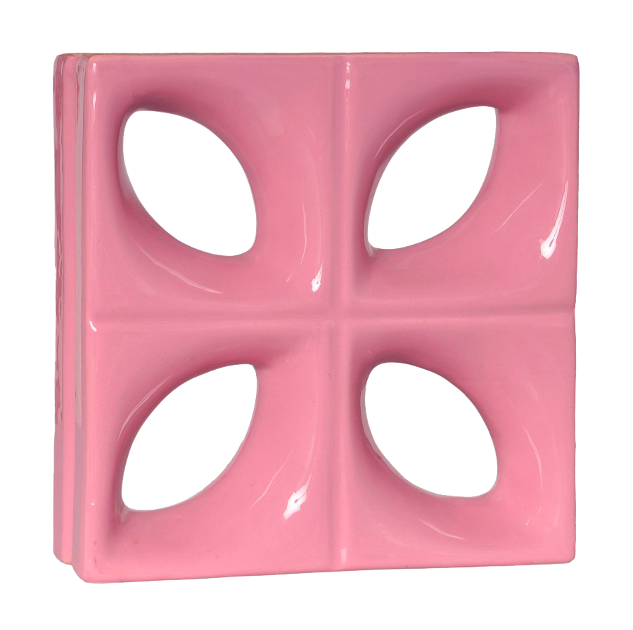 Elemento vazado esmaltado Folha Rosa