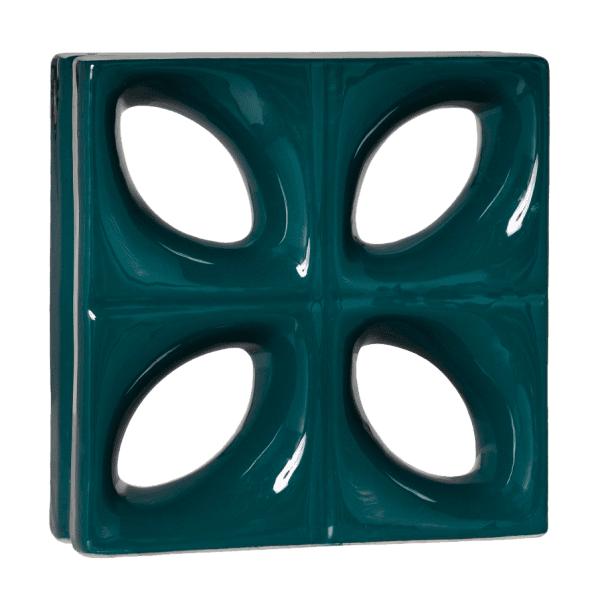 Elemento vazado esmaltado Folha Verde Petróleo