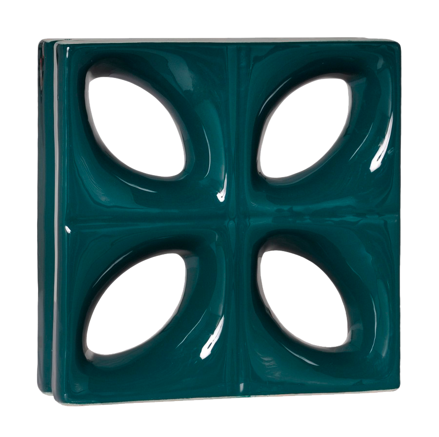 Elemento vazado esmaltado Folha Verde Petróleo