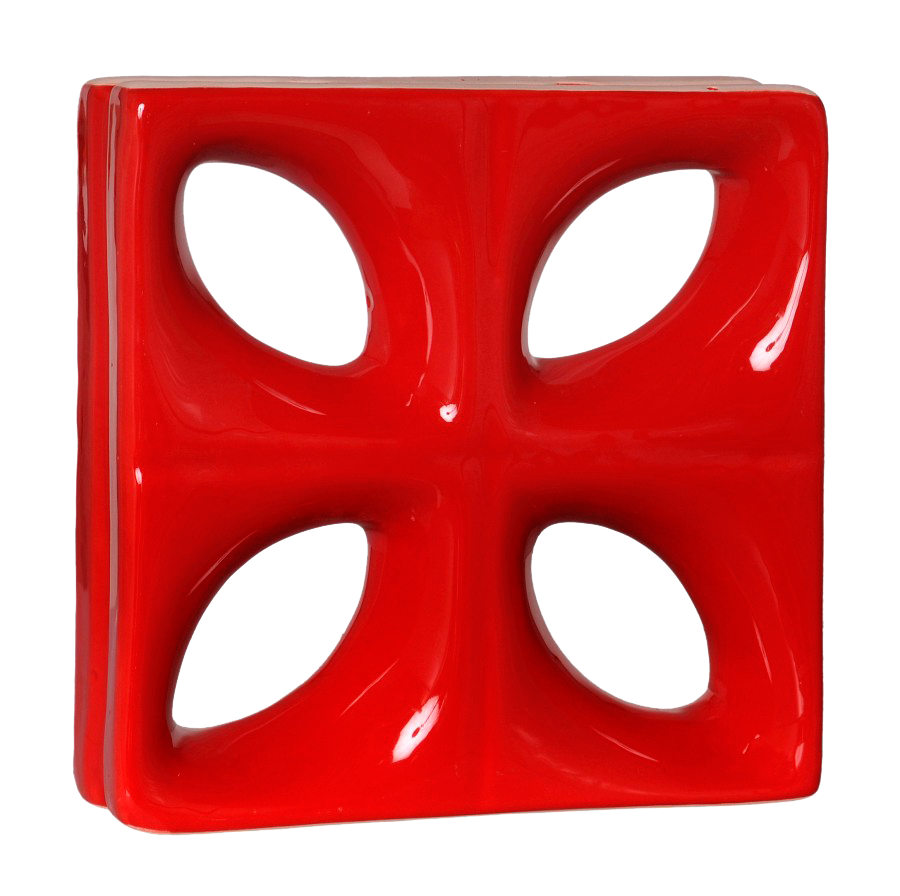 Elemento vazado esmaltado Folha Vermelho